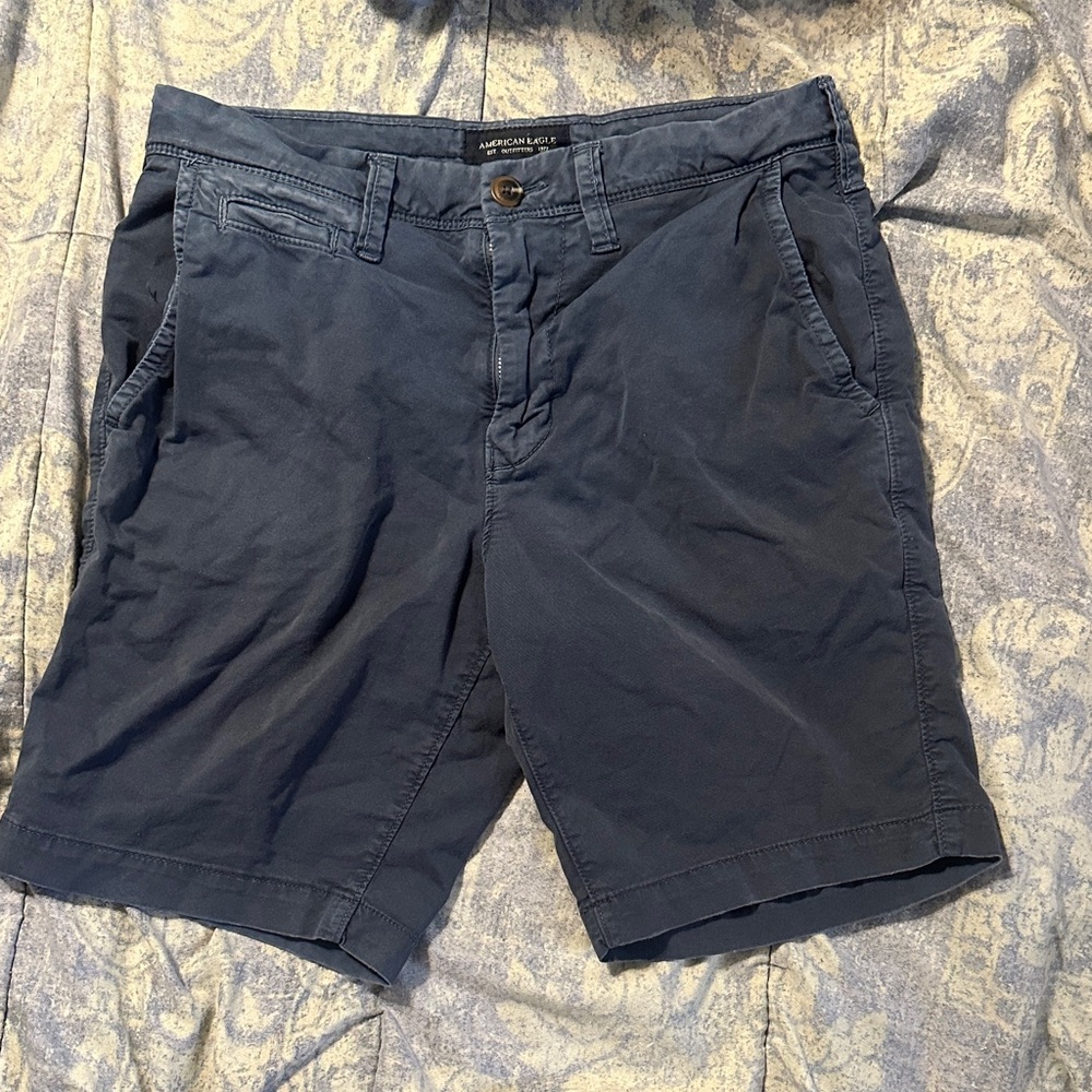 American Eagle Outfitters Navy Flat Front Chino Shorts